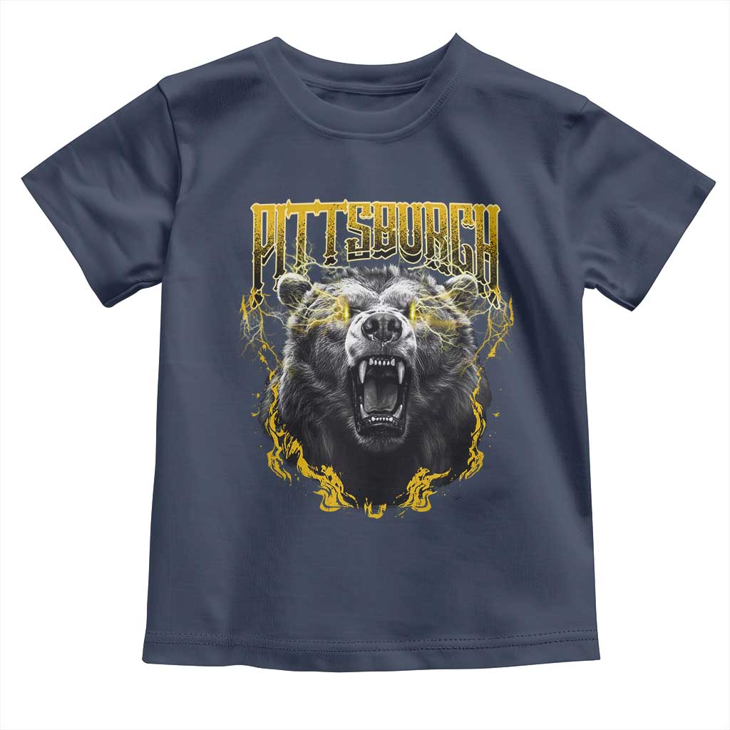 Vintage Pittsburgh Toddler T Shirt Retro Sports Fan Wild Bear Mascot Streetwear Bootleg TS10 Navy Print Your Wear