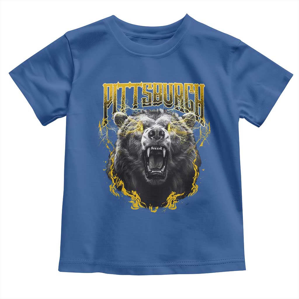 Vintage Pittsburgh Toddler T Shirt Retro Sports Fan Wild Bear Mascot Streetwear Bootleg TS10 Royal Blue Print Your Wear