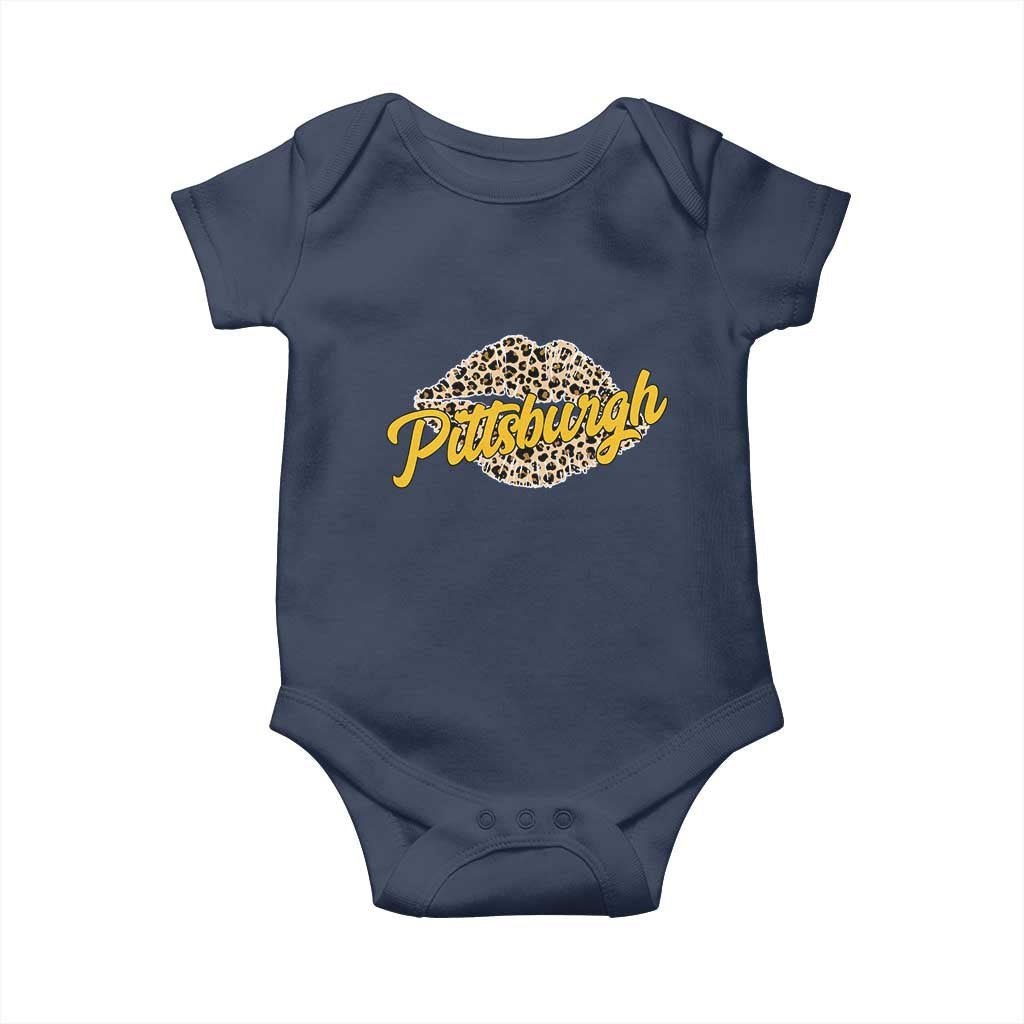 PFS Leopard Lips Baby Onesie Steel City Pride Woman Girl TS10 Navy Print Your Wear