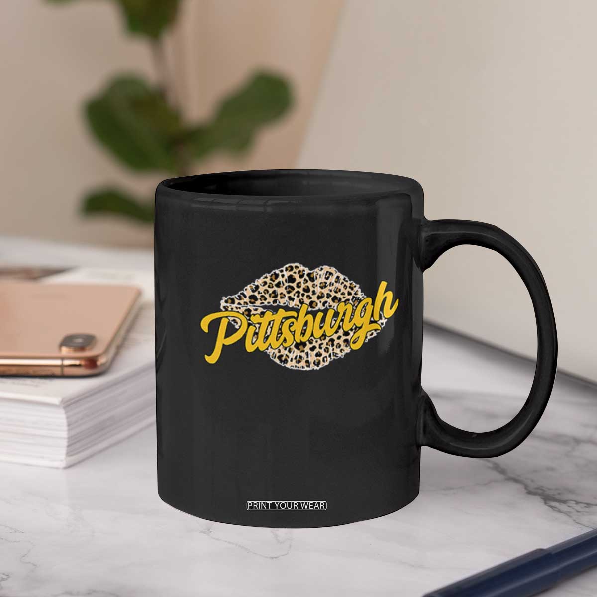 PFS Leopard Lips Coffee Mug Steel City Pride Woman Girl TS10 Print Your Wear