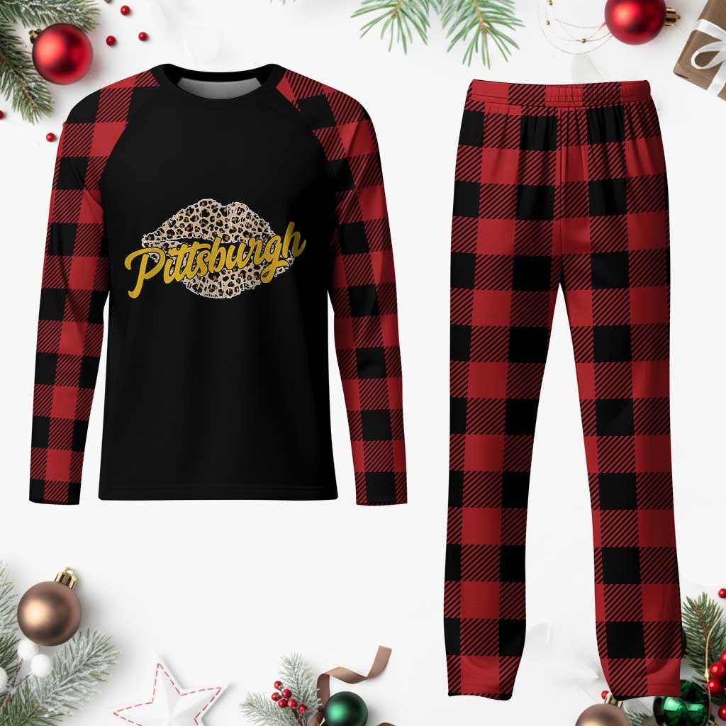 Pittsburgh Leopard Lips Plaid Pajama Set Steel City Pride Woman Girl TS10 Buffalo Plaid Print Your Wear