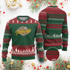 Pittsburgh Leopard Lips Ugly Christmas Sweater Steel City Pride Woman Girl TS10 Red Green Print Your Wear