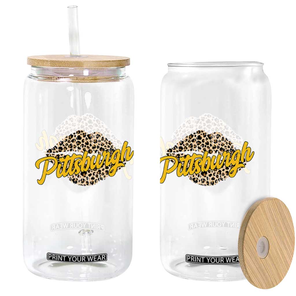 PFS Leopard Lips Glass Can Steel City Pride Woman Girl TS10 Print Your Wear