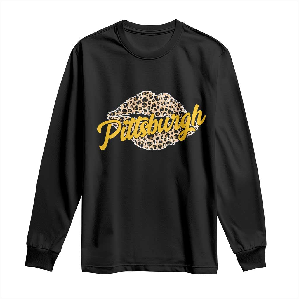 Pittsburgh Leopard Lips Long Sleeve Shirt Steel City Pride Woman Girl TS10 Black Print Your Wear