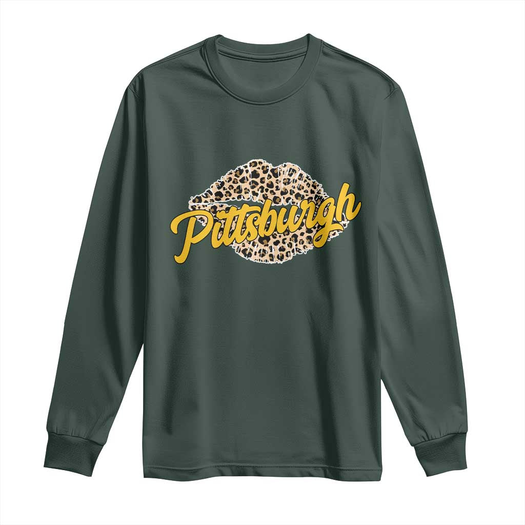 PFS Leopard Lips Long Sleeve Shirt Steel City Pride Woman Girl TS10 Dark Forest Green Print Your Wear