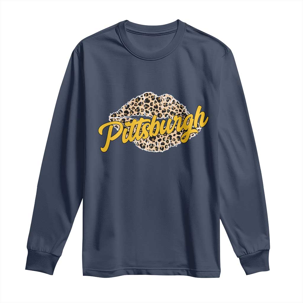 PFS Leopard Lips Long Sleeve Shirt Steel City Pride Woman Girl TS10 Navy Print Your Wear