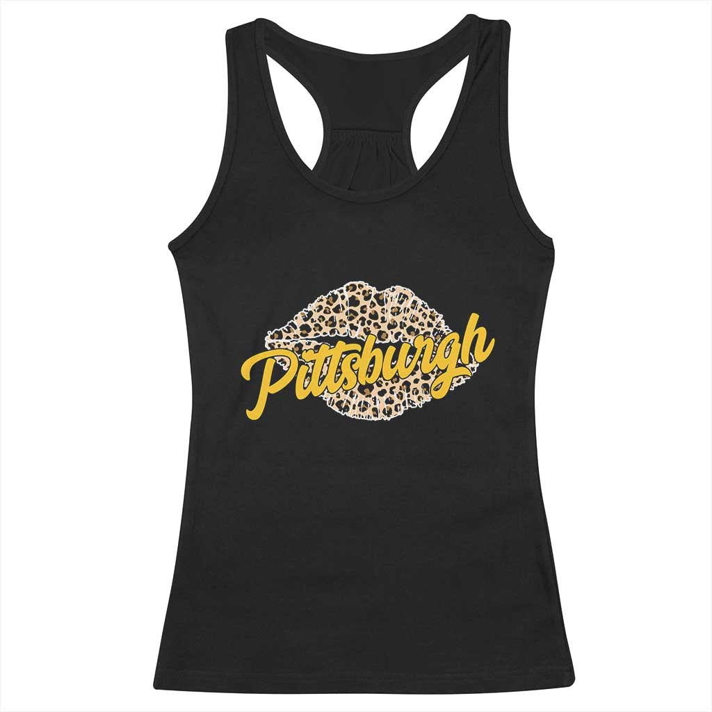 Pittsburgh Leopard Lips Racerback Tank Top Steel City Pride Woman Girl TS10 Black Print Your Wear