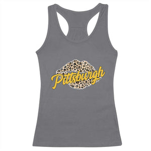 Pittsburgh Leopard Lips Racerback Tank Top Steel City Pride Woman Girl TS10 Charcoal Print Your Wear