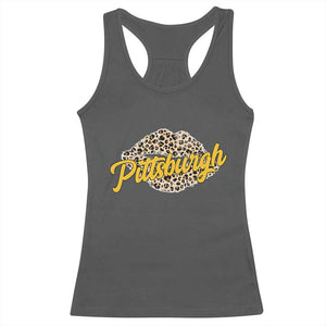PFS Leopard Lips Racerback Tank Top Steel City Pride Woman Girl TS10 Dark Heather Print Your Wear