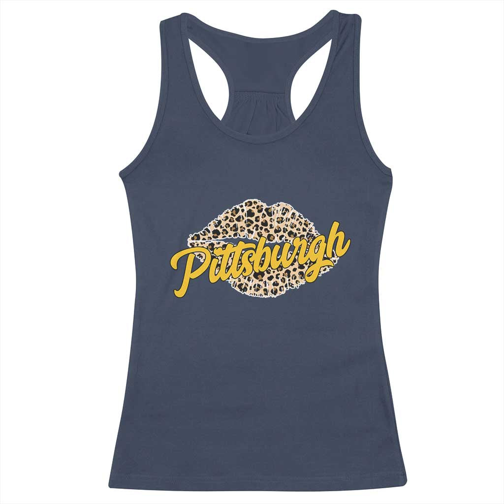 PFS Leopard Lips Racerback Tank Top Steel City Pride Woman Girl TS10 Navy Print Your Wear