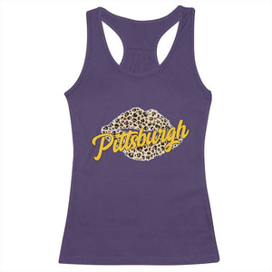 Pittsburgh Leopard Lips Racerback Tank Top Steel City Pride Woman Girl TS10 Purple Print Your Wear