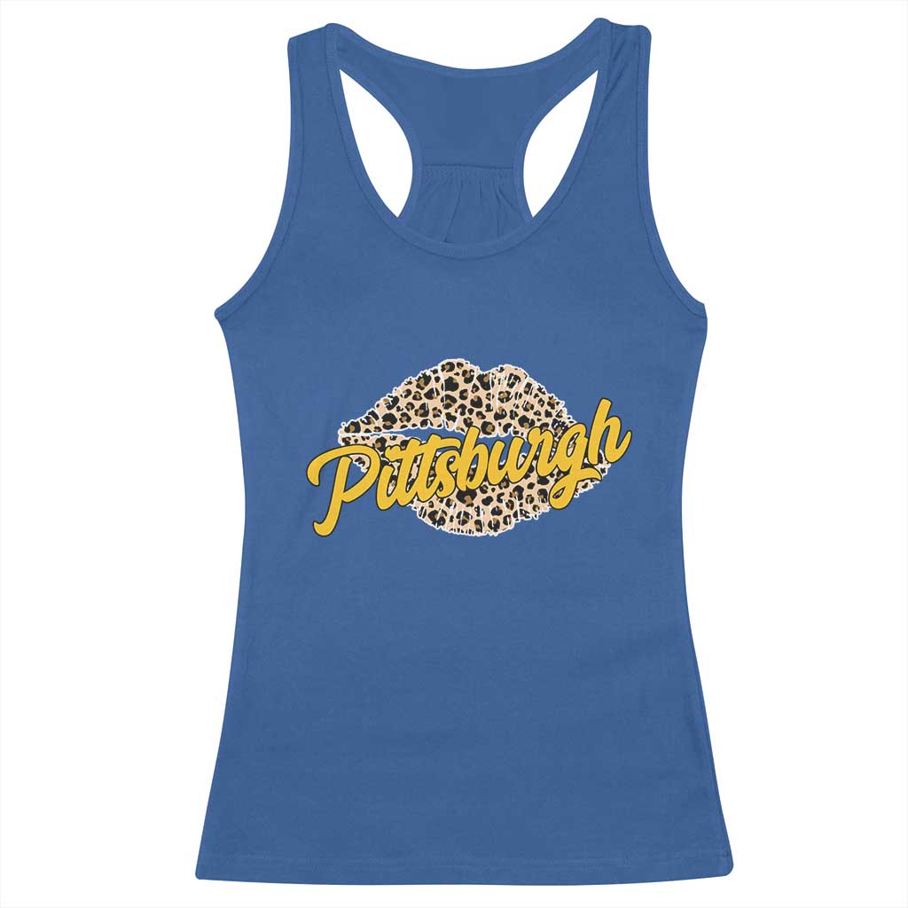 PFS Leopard Lips Racerback Tank Top Steel City Pride Woman Girl TS10 Royal Blue Print Your Wear
