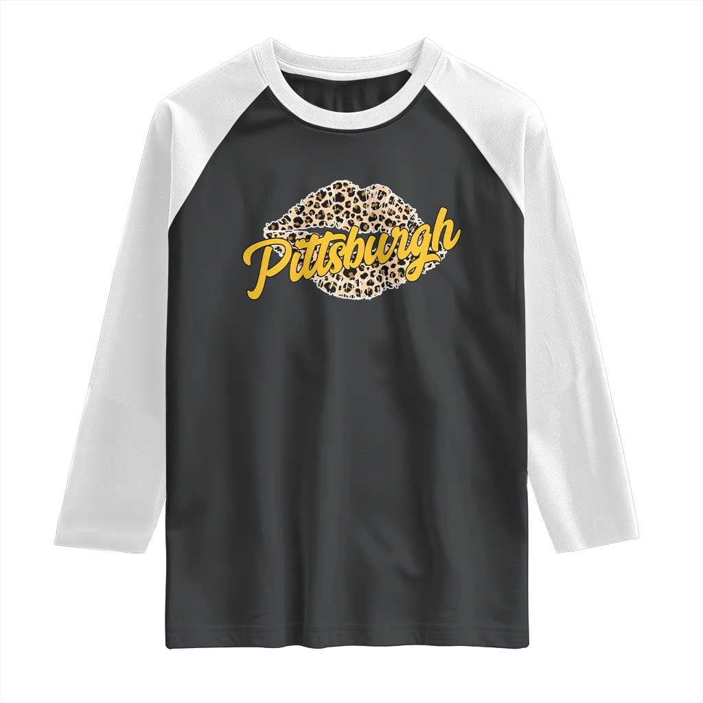 PFS Leopard Lips Raglan Shirt Steel City Pride Woman Girl TS10 Black White Print Your Wear