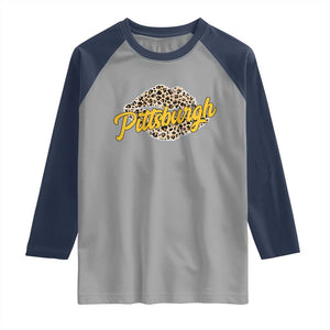 PFS Leopard Lips Raglan Shirt Steel City Pride Woman Girl TS10 Sport Gray Navy Print Your Wear