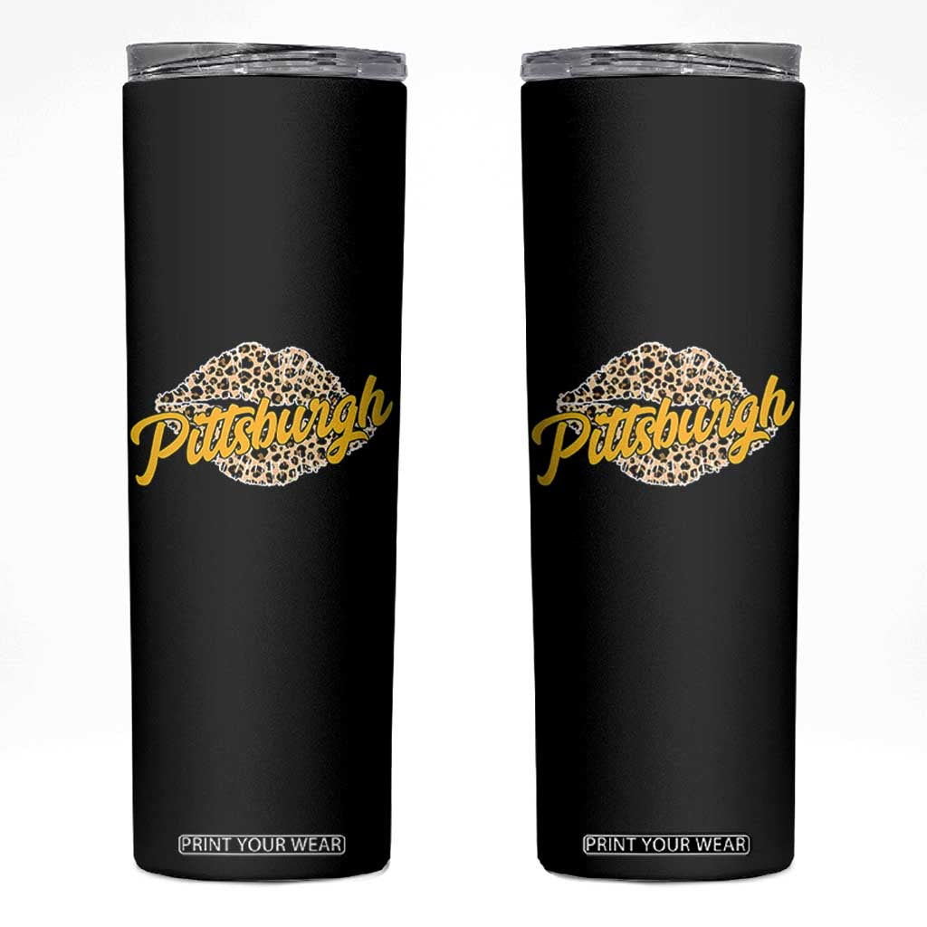 PFS Leopard Lips Skinny Tumbler Steel City Pride Woman Girl TS10 Black Print Your Wear