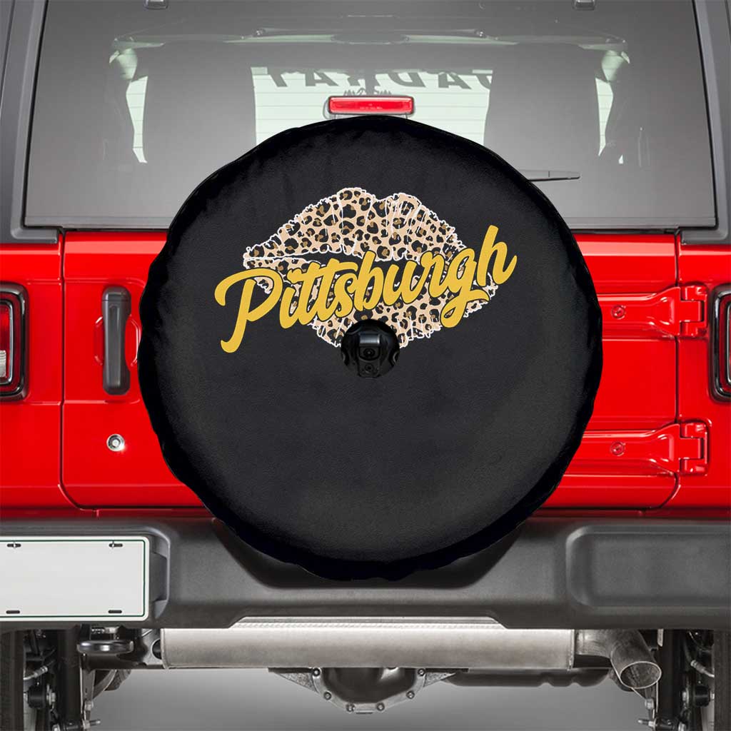PFS Leopard Lips Spare Tire Cover Steel City Pride Woman Girl TS10 Black Print Your Wear