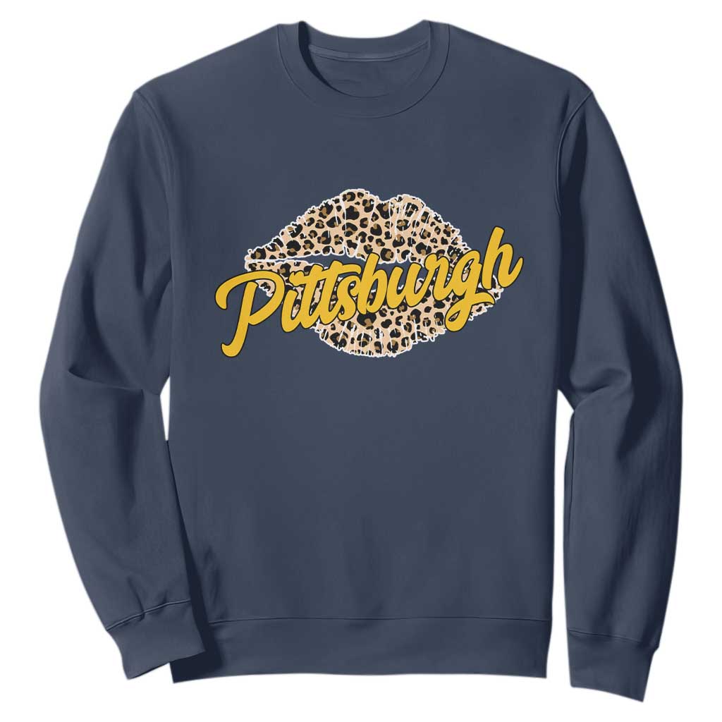 PFS Leopard Lips Sweatshirt Steel City Pride Woman Girl TS10 Navy Print Your Wear
