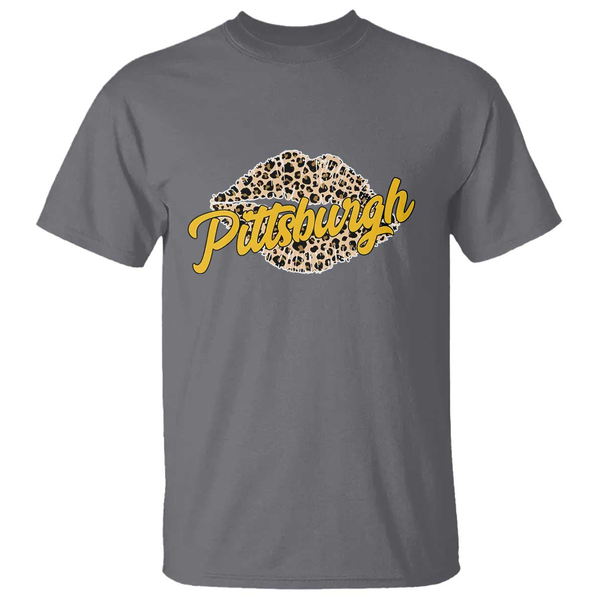 PFS Leopard Lips T Shirt Steel City Pride Woman Girl TS10 Charcoal Print Your Wear