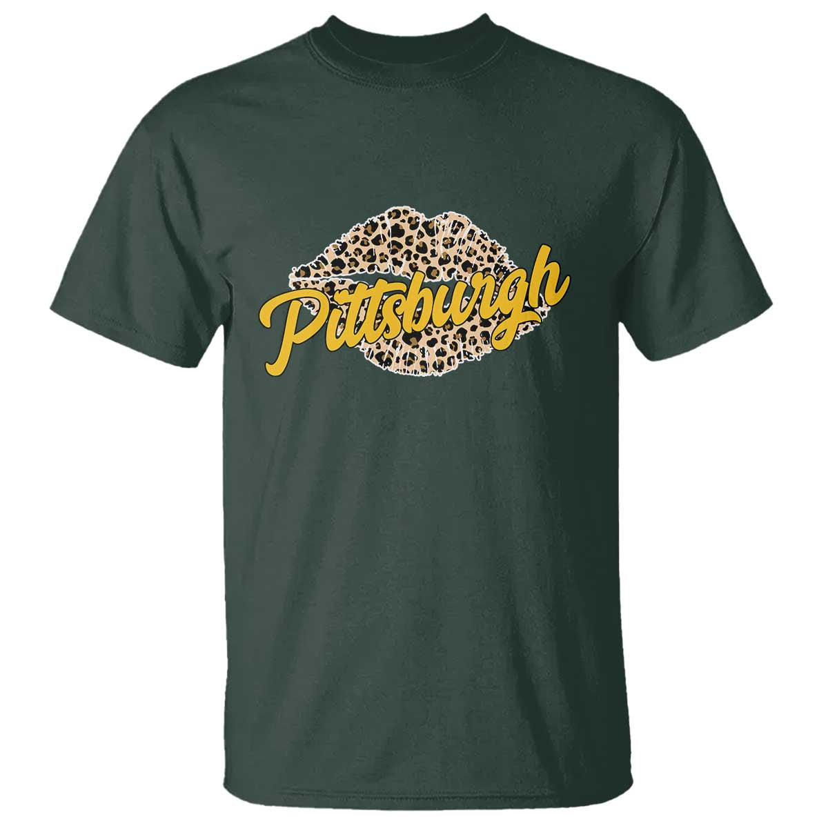 PFS Leopard Lips T Shirt Steel City Pride Woman Girl TS10 Dark Forest Green Print Your Wear