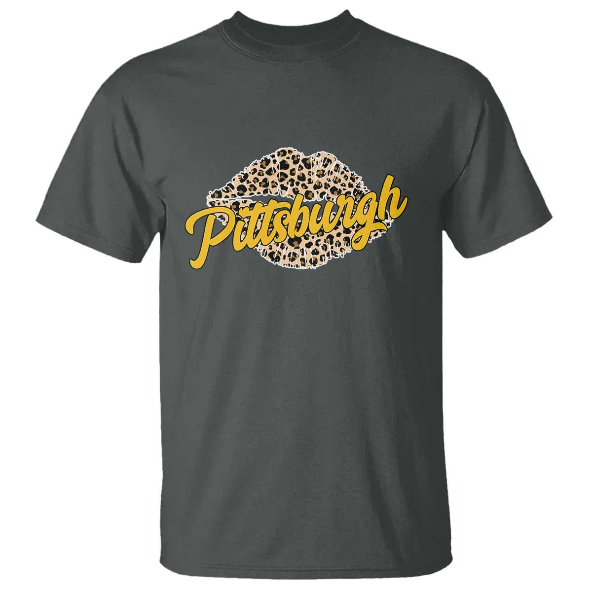 PFS Leopard Lips T Shirt Steel City Pride Woman Girl TS10 Dark Heather Print Your Wear