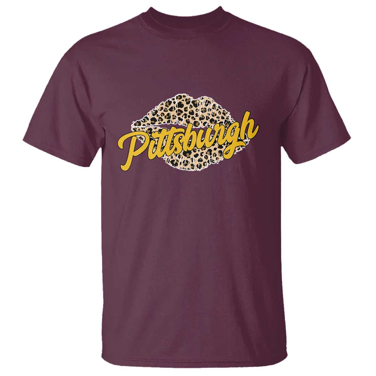 PFS Leopard Lips T Shirt Steel City Pride Woman Girl TS10 Maroon Print Your Wear