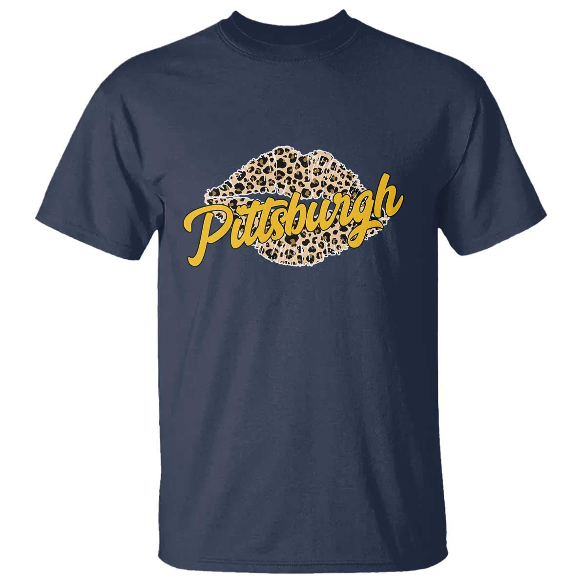 PFS Leopard Lips T Shirt Steel City Pride Woman Girl TS10 Navy Print Your Wear