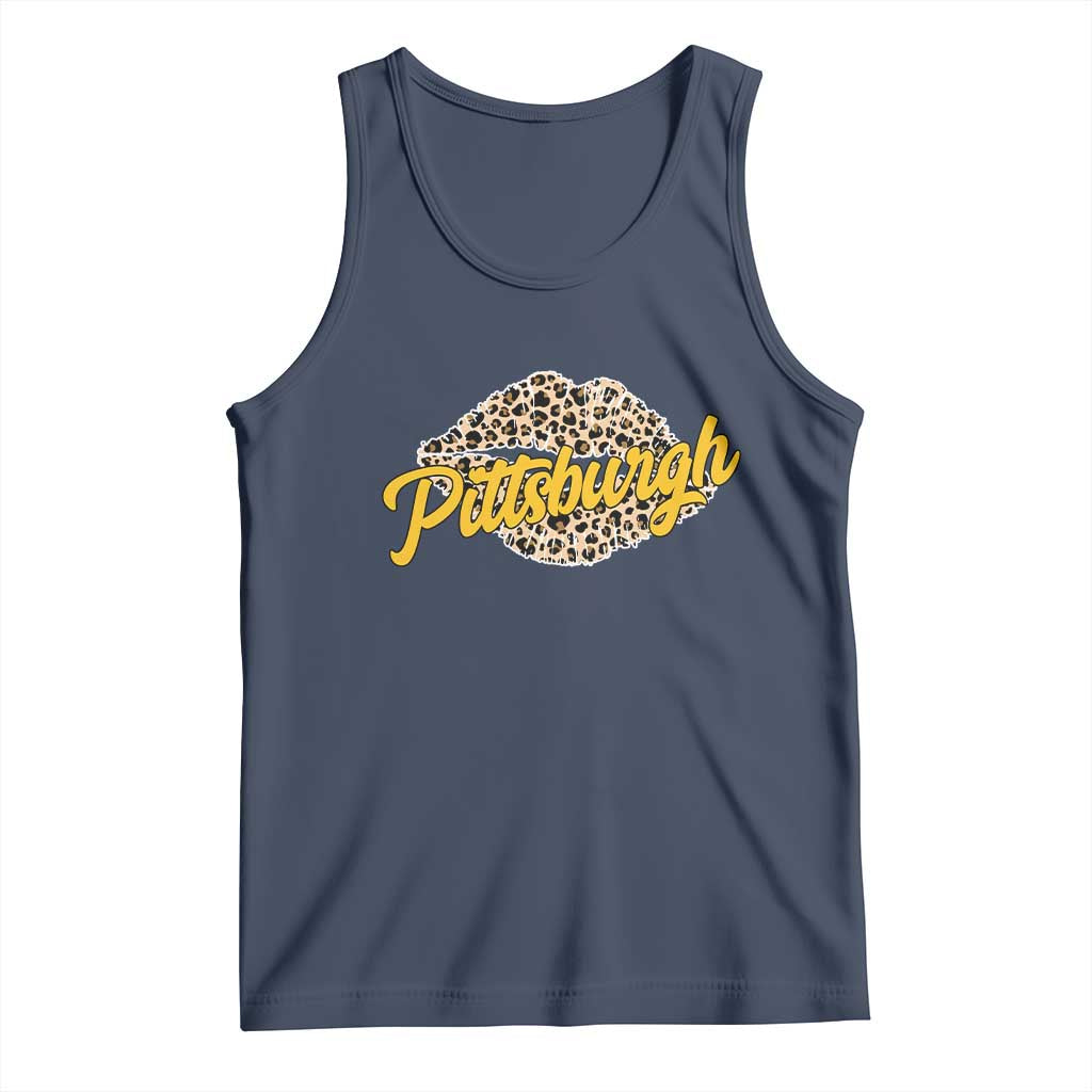 PFS Leopard Lips Tank Top Steel City Pride Woman Girl TS10 Navy Print Your Wear