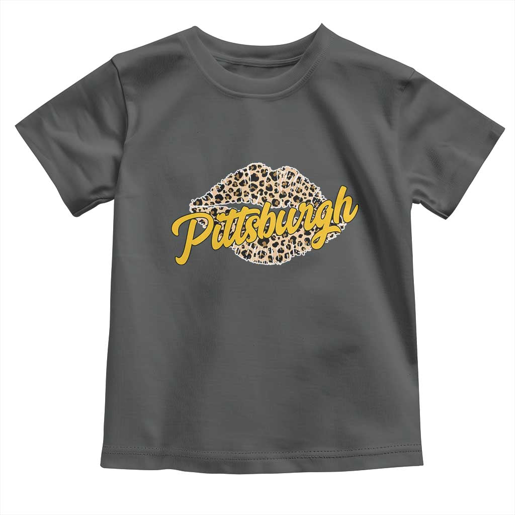 PFS Leopard Lips Toddler T Shirt Steel City Pride Woman Girl TS10 Dark Heather Print Your Wear