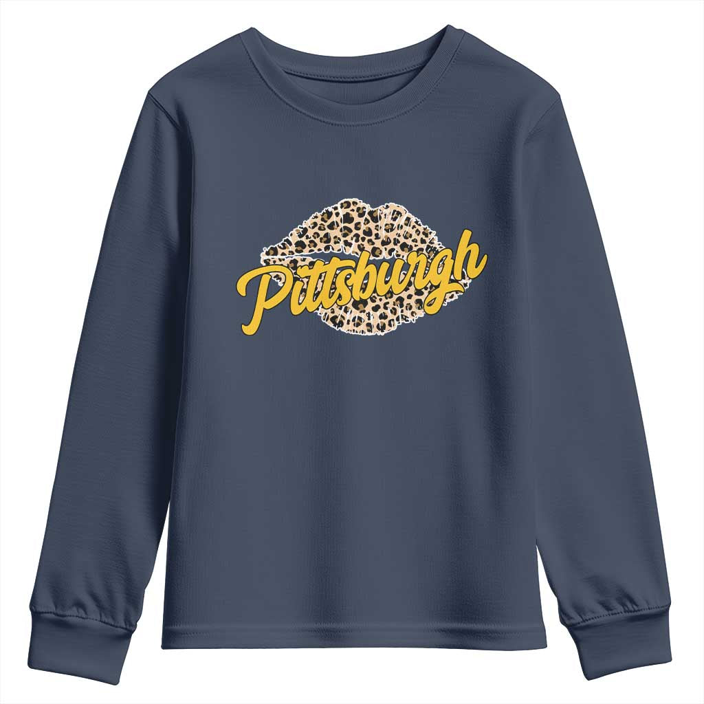PFS Leopard Lips Youth Sweatshirt Steel City Pride Woman Girl TS10 Navy Print Your Wear