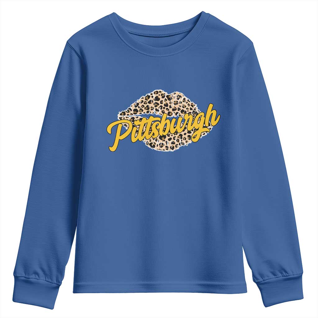 PFS Leopard Lips Youth Sweatshirt Steel City Pride Woman Girl TS10 Royal Blue Print Your Wear