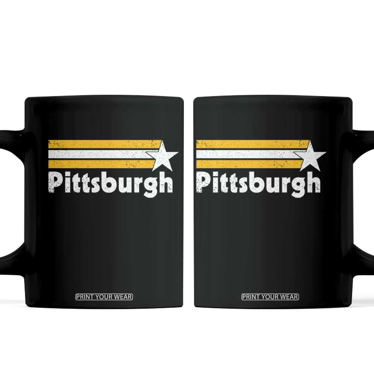 Retro Pittsburgh Coffee Mug Vintage Pennsylvania Stripes 70s 80s 90s TS10 Black Print Your Wear