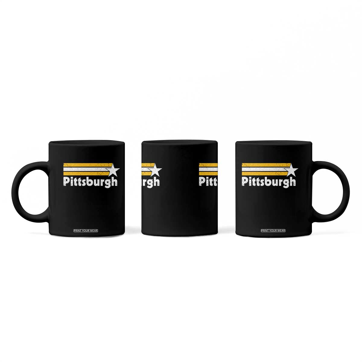 Retro Pittsburgh Coffee Mug Vintage Pennsylvania Stripes 70s 80s 90s TS10 Print Your Wear