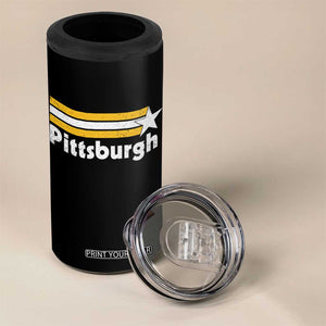 Retro Pittsburgh 4 in 1 Can Cooler Tumbler Vintage Pennsylvania Stripes 70s 80s 90s TS10 Print Your Wear