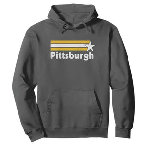 Retro Pittsburgh Hoodie Vintage Pennsylvania Stripes 70s 80s 90s TS10 Dark Heather Print Your Wear
