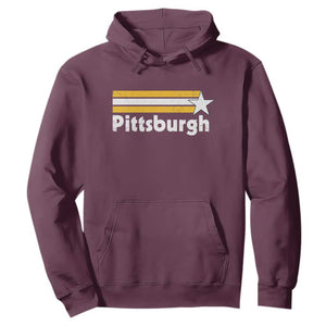 Retro Pittsburgh Hoodie Vintage Pennsylvania Stripes 70s 80s 90s TS10 Maroon Print Your Wear