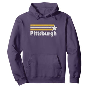 Retro Pittsburgh Hoodie Vintage Pennsylvania Stripes 70s 80s 90s TS10 Purple Print Your Wear