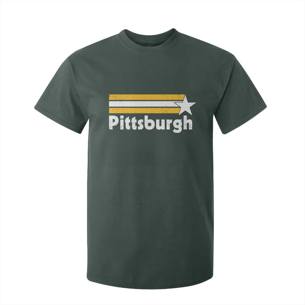 Retro Pittsburgh T Shirt For Kid Vintage Pennsylvania Stripes 70s 80s 90s TS10 Dark Forest Green Print Your Wear