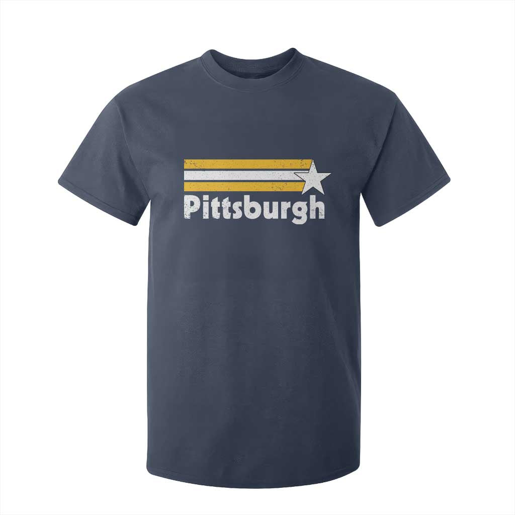 Retro Pittsburgh T Shirt For Kid Vintage Pennsylvania Stripes 70s 80s 90s TS10 Navy Print Your Wear
