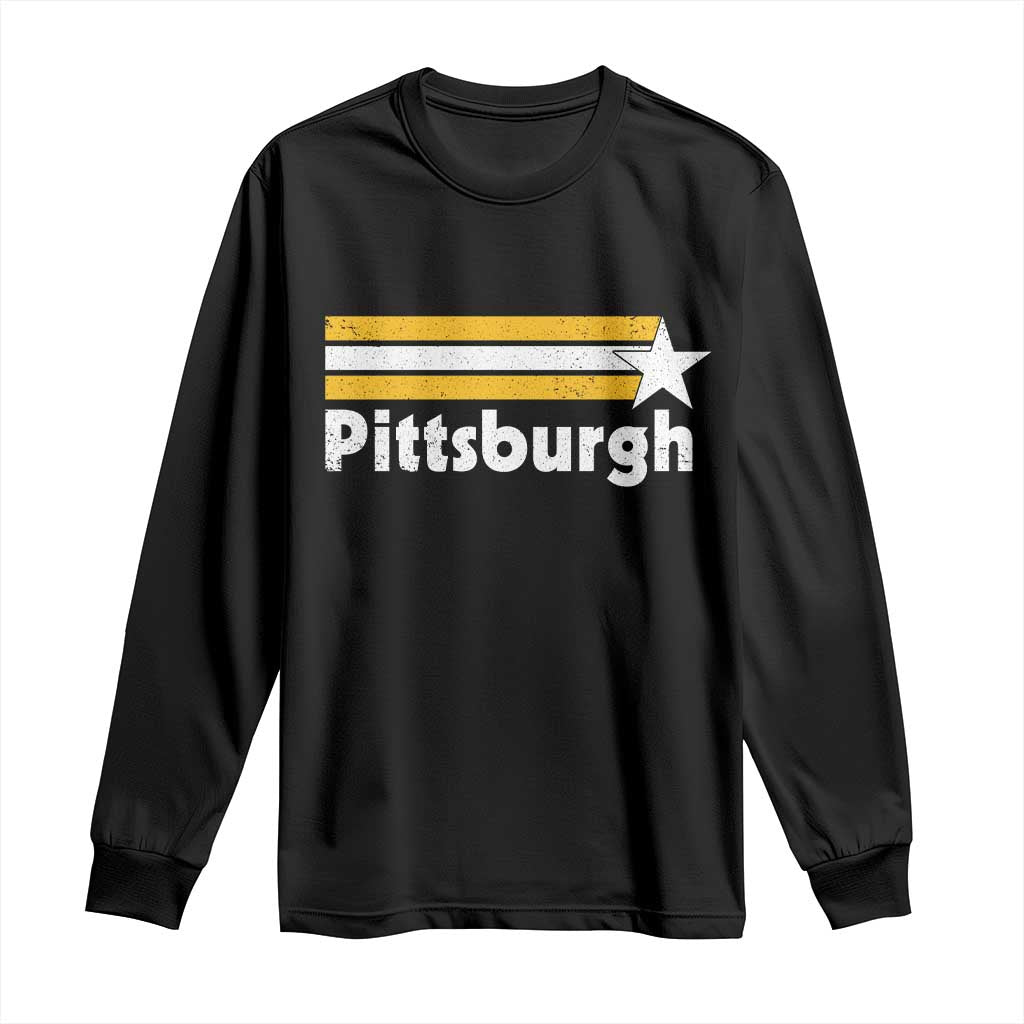 Retro Pittsburgh Long Sleeve Shirt Vintage Pennsylvania Stripes 70s 80s 90s TS10 Black Print Your Wear