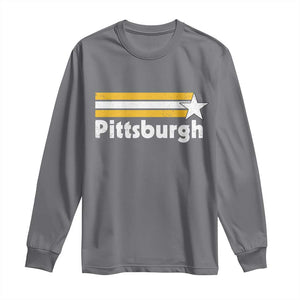 Retro Pittsburgh Long Sleeve Shirt Vintage Pennsylvania Stripes 70s 80s 90s TS10 Charcoal Print Your Wear