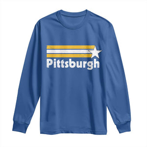 Retro Pittsburgh Long Sleeve Shirt Vintage Pennsylvania Stripes 70s 80s 90s TS10 Royal Blue Print Your Wear