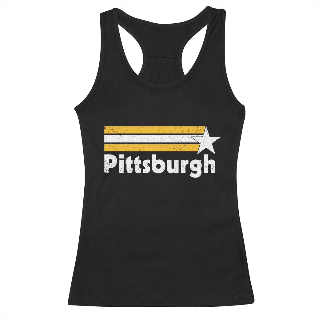 Retro Pittsburgh Racerback Tank Top Vintage Pennsylvania Stripes 70s 80s 90s TS10 Black Print Your Wear