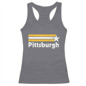 Retro Pittsburgh Racerback Tank Top Vintage Pennsylvania Stripes 70s 80s 90s TS10 Charcoal Print Your Wear