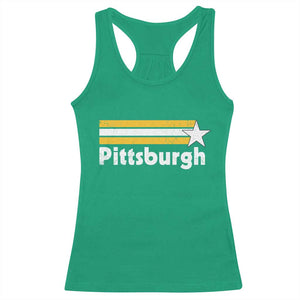 Retro Pittsburgh Racerback Tank Top Vintage Pennsylvania Stripes 70s 80s 90s TS10 Irish Green Print Your Wear