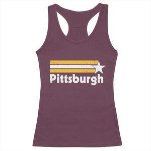 Retro Pittsburgh Racerback Tank Top Vintage Pennsylvania Stripes 70s 80s 90s TS10 Maroon Print Your Wear