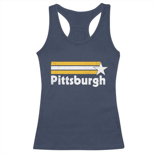 Retro Pittsburgh Racerback Tank Top Vintage Pennsylvania Stripes 70s 80s 90s TS10 Navy Print Your Wear