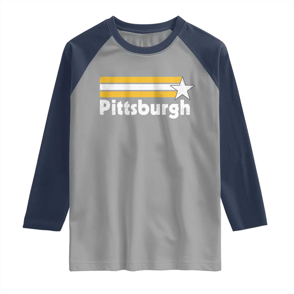 Retro PFS Raglan Shirt Vintage Pennsylvania Stripes 70s 80s 90s TS10 Sport Gray Navy Print Your Wear