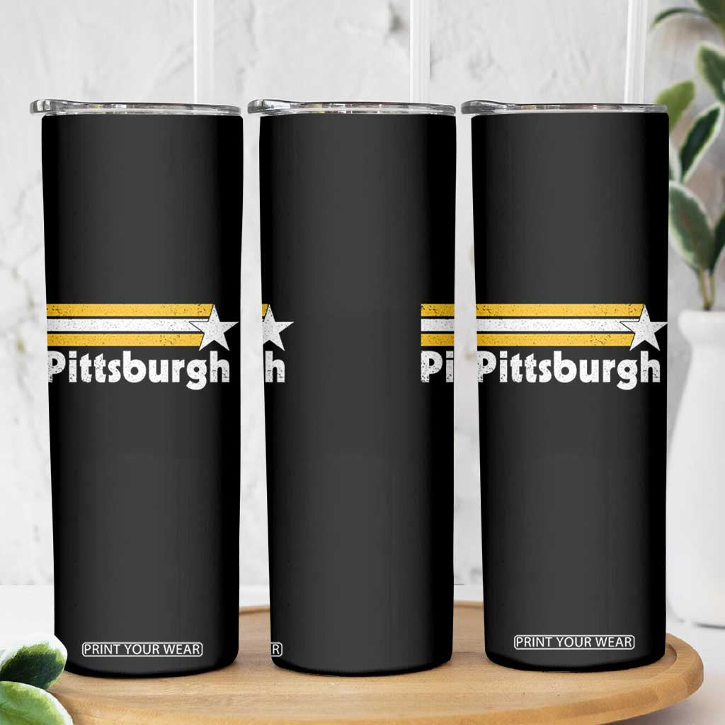 Retro Pittsburgh Skinny Tumbler Vintage Pennsylvania Stripes 70s 80s 90s TS10 Print Your Wear