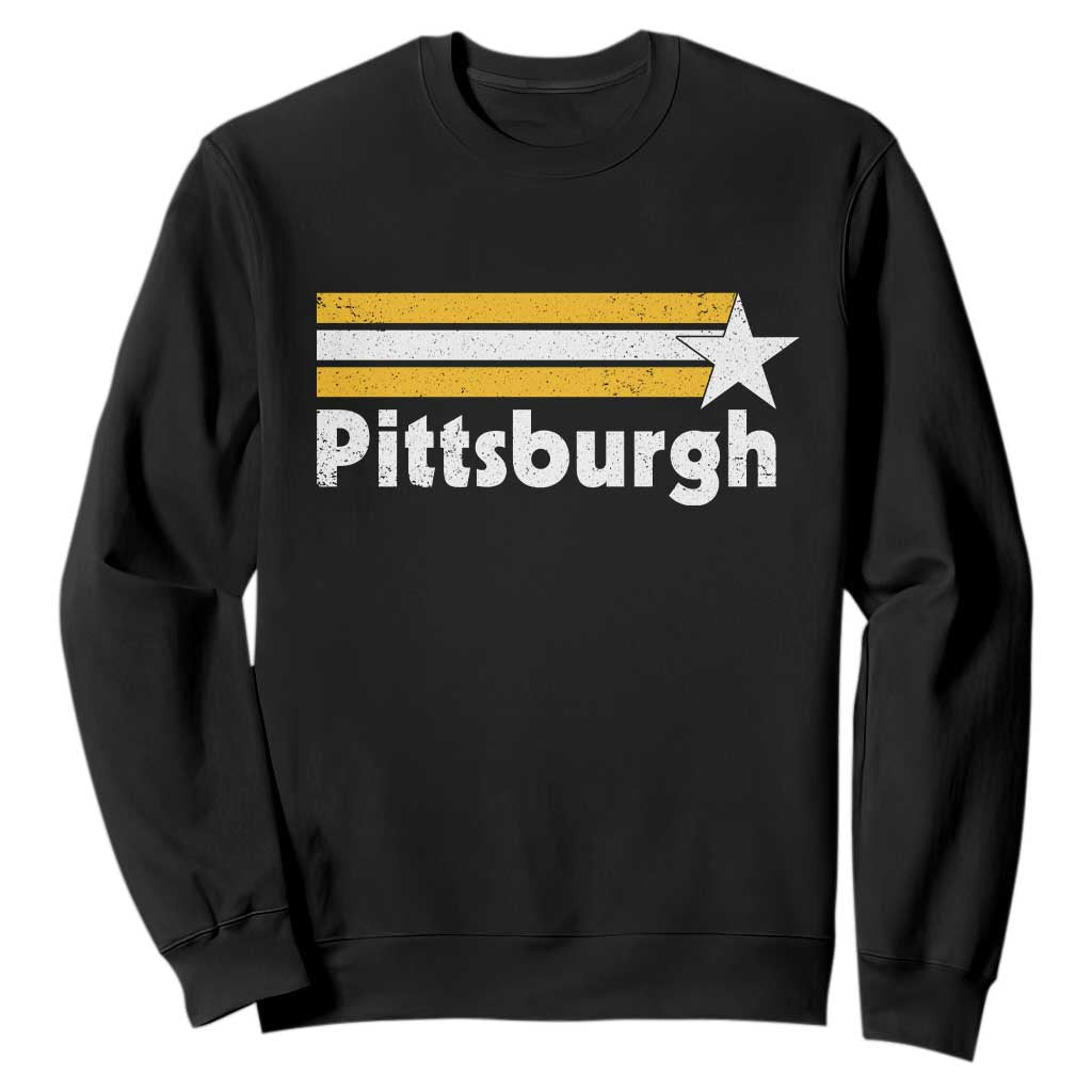 Retro Pittsburgh Sweatshirt Vintage Pennsylvania Stripes 70s 80s 90s TS10 Black Print Your Wear