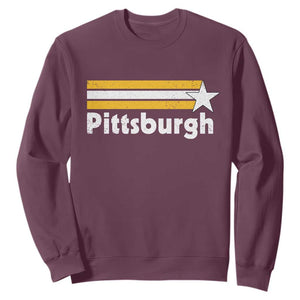Retro Pittsburgh Sweatshirt Vintage Pennsylvania Stripes 70s 80s 90s TS10 Maroon Print Your Wear